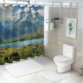 thumbnail image 7 of Chilfamy  Scenery Shower Curtain, Animal Farm with Horses in The Vast Combe with Mountains Desert Art Photograph, Cloth Fabric Bathroom Decor Set with Hooks White, 7 of 7