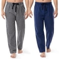 thumbnail image 1 of Pantalón de pijama tejido Fruit of the Loom, azul sueño, a cuadros y blanco, 1 of 5