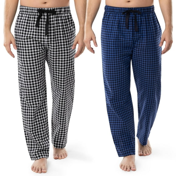 Pantalón de pijama tejido Fruit of the Loom, azul sueño, a cuadros y blanco