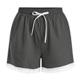 thumbnail image 4 of Women's Pajama Shorts Cotton Linen Lace Elastic Waist Sleep Shorts Stylish Lounge Shorts Casual Comfy Beach Sweat Shorts with Pockets Gray M(M), 4 of 8