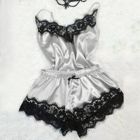 

Huachen 2PC Lingerie Women Babydoll Nightdress Nightgown Sleepwear Underwear Set