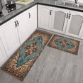 thumbnail image 3 of 2 Piece Bohemian Brown Ethnic Rug Rug Kitchen Rug Set, Decor Kitchen Rugs, Absorbent Non-Slip Washable Floor Mats, Home Indoor Runner Rugs 17"x47"+17"x30", 3 of 7