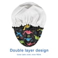thumbnail image 4 of Shower Caps,Black Cartoon Colorful Dinosaurs Plants Pattern Waterproof Shower Cap for Women 4 Pieces,Double Reusable Hair Cover for Shower PEVA Elastic Stretch Hem, 4 of 7