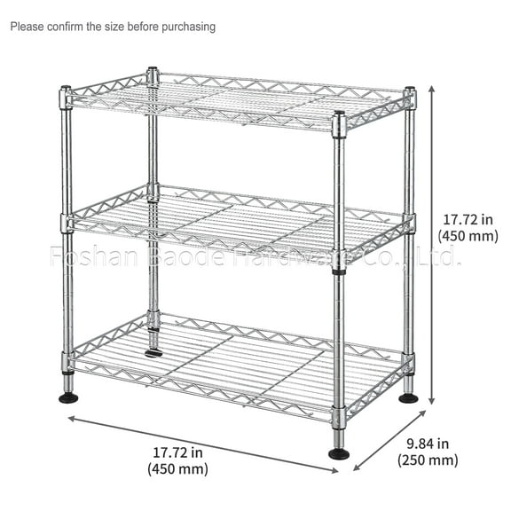 BestOffice 3 Tier Wire Shelving Unit Chrome