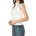 thumbnail image 4 of INSPIRE CHIC Women's Sleeveless Lace Ruffled Semi Sheer Blouse Top, 4 of 7