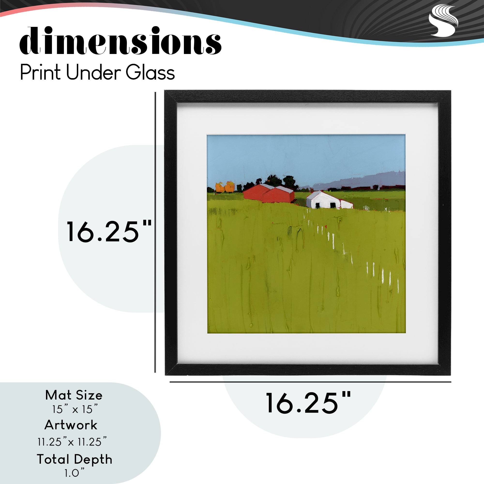 Pastoral Fence Line Black Framed Print Under Glass, design by Ruth LaGue