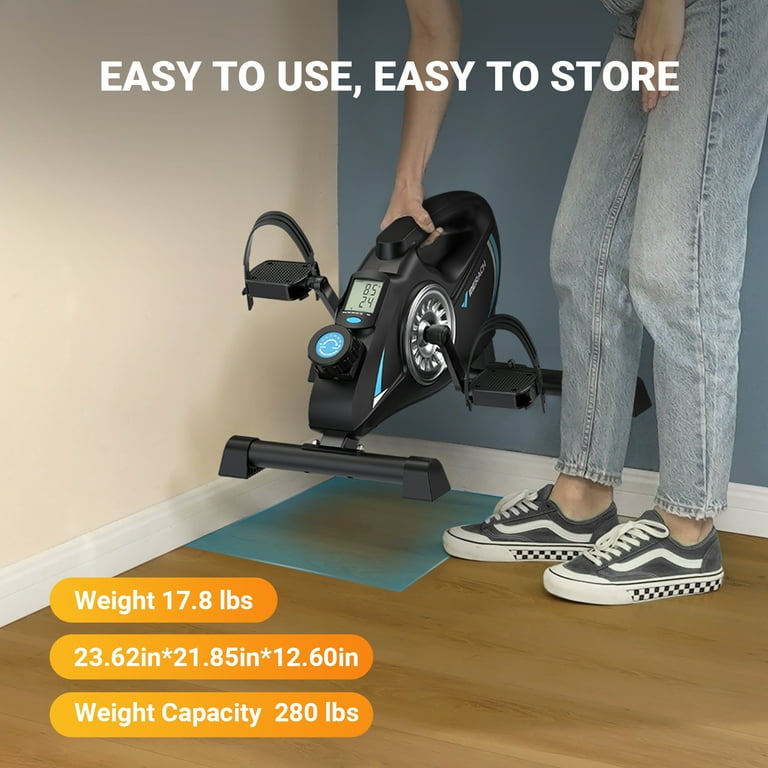 MERACH S04 Indoor Silent Under Desk Bike Peddler with Free App Non Slip Mat 2 Resistance Bands Walmart
