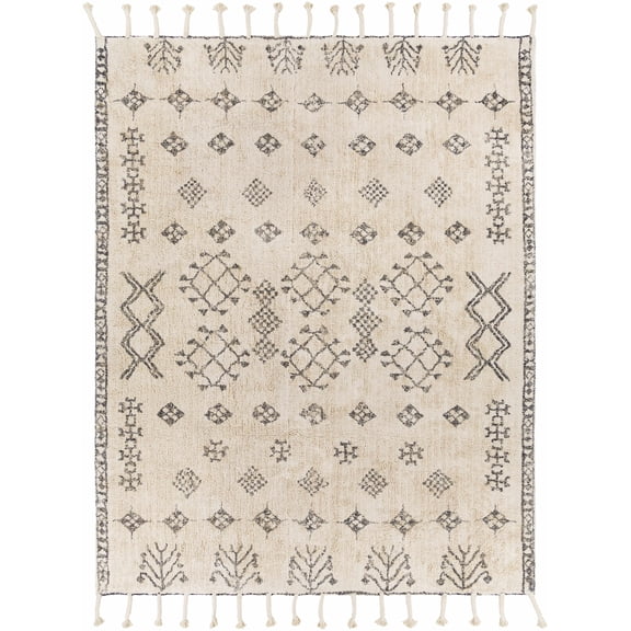 BoutiqueRugs Mecca Bohemian, Transitional Area Rug - Charcoal, Cream - 8' x 10'