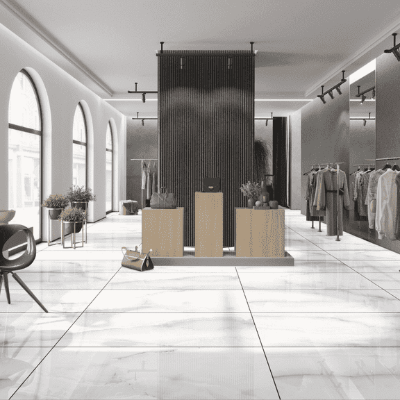 The Tile Life Monarch Bianco Polished Porcelain Floor & Wall Tile, 24 x 48 in, 2-Piece