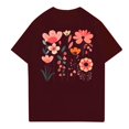 thumbnail image 2 of NAMTYQX Shirts for Women Trendy Summer Scoop Neck Oversized Lightweight mit Print Short Sleeve Loose Fit Patterned Soft Casual Hawaiian Shirts for Women Wine Size L, 2 of 4