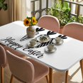 thumbnail image 3 of Happy Easter Table Cloths for 3 Foot Rectangle Tables, Spring Carrots Country Black and White Plaid Patio Waterproof Elastic Fitted Tablecloths, Washable Rectangular Table Cover for Camping, 3 of 8
