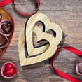 thumbnail image 5 of PRETXORVE Valentine's Day Gifts Savings Wooden Double Heart Valentine's Day Ornament with Wooden Double Heart Ring Buckle Decorative Heart Shaped Chain, 5 of 5