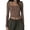 Khaki, variant on Women Knitted Henley Shirt Casual Solid Color Retro 1/2 Button Long Sleeve Crop Tops Streetwear
