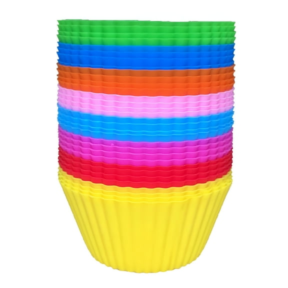 AUQ 6/12/24 Pcs High Temperature Resistant Food Grade Silicone Muffin Cup Molds Round Shaped Muffin Cake Molds Pastry Tools