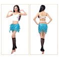 thumbnail image 3 of 4-Layers Sequined Fringed Drawstring Closure Belly Dance Waist Chain Skirt Hip Scarf Latin Skirt,navyblue, 3 of 5