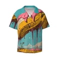 thumbnail image 2 of Lsque Melting Banana Fantasy print Men's Cuban Collar Short Sleeve Shirt Summer Beachwear Casual Button Down Fashionable Vacation Leisure Shirt-X-Large, 2 of 7