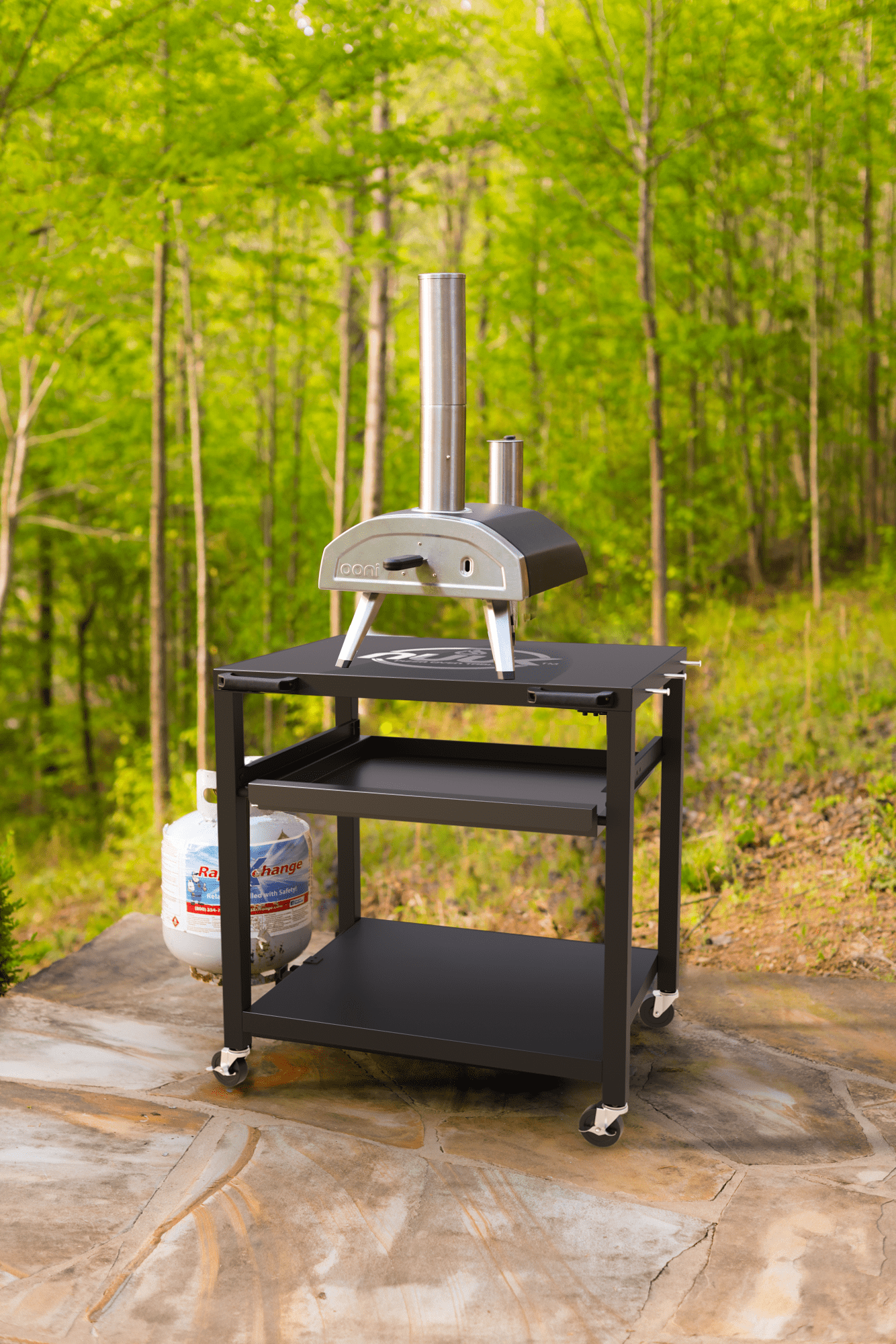 NUUK ThreeShelf Heavy Duty Rolling Outdoor Pizza Oven Table, 24" x 30