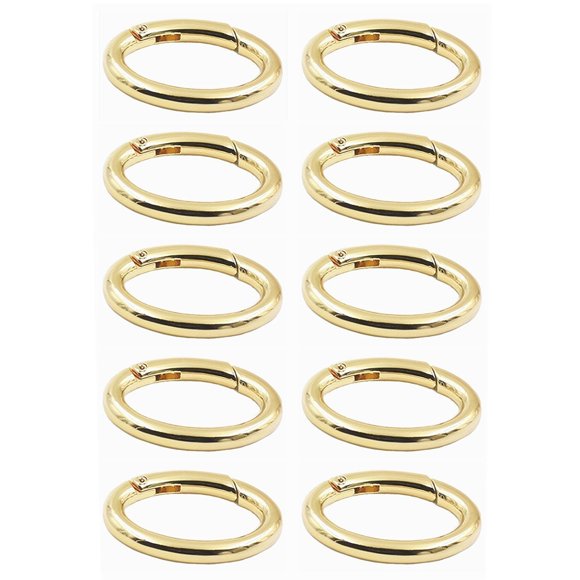 WEICHUAN 10 Pcs Ressort en Alliage de zinc Mousqueton Rond - 1 Pouces Anneau de Portail Mousqueton Rond à Enclenchement Ressort Porte-Clés Boucle. Accessoire d'Organisation/support Sécurisé en Métal/durable et Antirouille (Or)