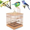 Miumaeov Square Retro Bamboo Cockatiel Bird Cage Home 2 Food Bowl Durable