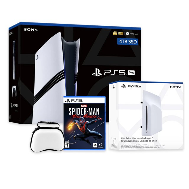 PlayStation 5 Pro 4TB SSD Console with Disc Drive, Wireless Controller and Case, Spider-Man: Miles Morales - CFI-7019 PS5 Pro