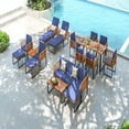 thumbnail image 4 of Costway 5-Piece Acacia Wood Patio Wood Chair Set with Cushioned Chair, Black/Natural/Navy Blue, 4 of 9