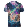 thumbnail image 3 of Men's 3D Star Cat Pattern T-Shirt - Vivid space-themed design, unisex casual streetwear, cool beauty T-shirts for festivals and casual wear, perfect gift concept, 3 of 6