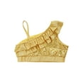 thumbnail image 4 of Xnihocha Kids Girls Sequins Ruffle One Shoulder Dance Crop Top Jazz Ballet Dance wear Performance Costume Gold 10, 4 of 6