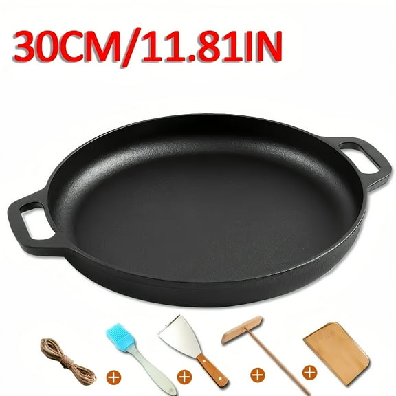 Cast Iron Pizza Pan - 11-Inch Baking Pan For Oven, Stovetop, Grill, Or Campfires - Durable, Even-Heating, Versatile Cast Iron Griddle By Home-Complete