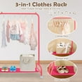 thumbnail image 4 of Wdmiya Pink Kids Clothing Rack, Baby Clothes Rack for Hanging Clothes with Wheels and Bottom Storage Shelf, Small Toddler Garment Rack Kids Dress Up Storage Rack for Coats, Skirts, Dance, 4 of 7