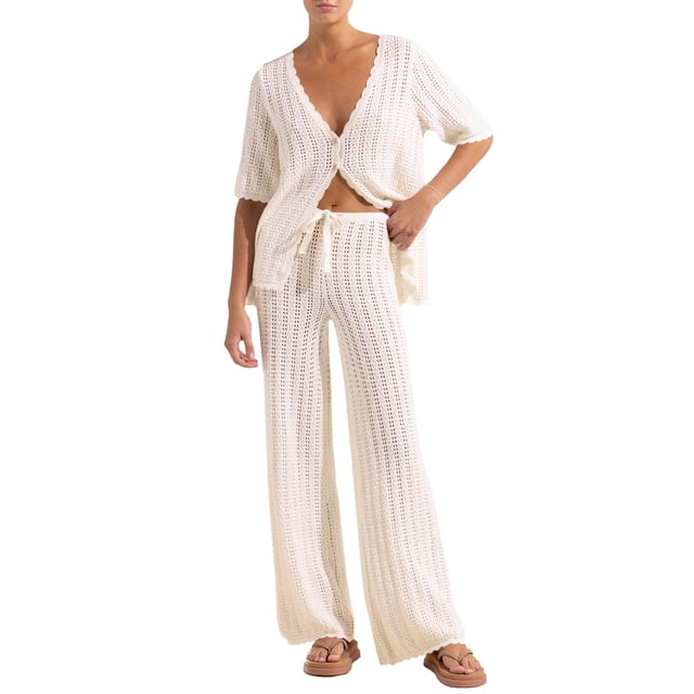 Conjunto de cobertura para traje de baño Imily Bela con pantalón de punto crochet