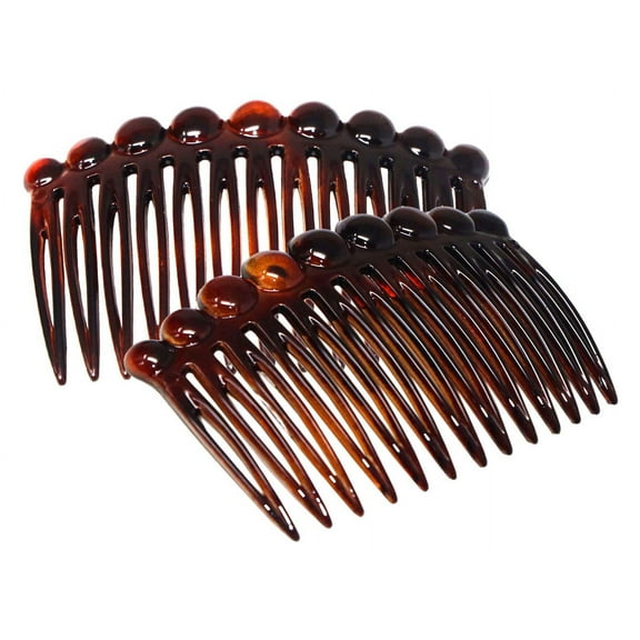 Parcelona French Circles Edge Shell Small Celluloid Set of 2 Side Hair Combs