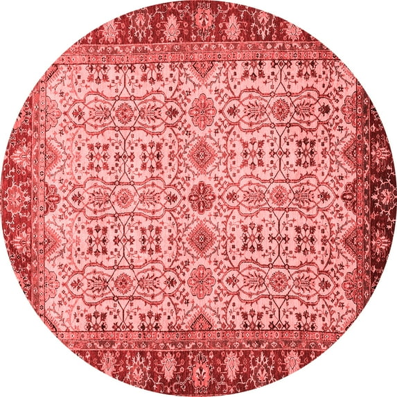 Ahgly Company Indoor Round Oriental Red Traditional Area Rugs, 5' Round