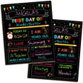 thumbnail image 6 of Double-Sided First Day of School Sign Board, First Day Of School Sign,12 × 10 Inches Back to School Sign, Painting First and Last Day of Preschool Board, Washable Chalkboard for Kindergarten Pre-K, 6 of 9