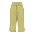 thumbnail image 5 of JJHGVB Cotton Linen Capris for Women Beach Resort Pants Wide Leg Capri Linen Bermuda Shorts for Women Baggy Shorts Women Beach Boho Casual Pants Women Linen Shorts Resort Wear for Women 2026 Yellow S, 5 of 6
