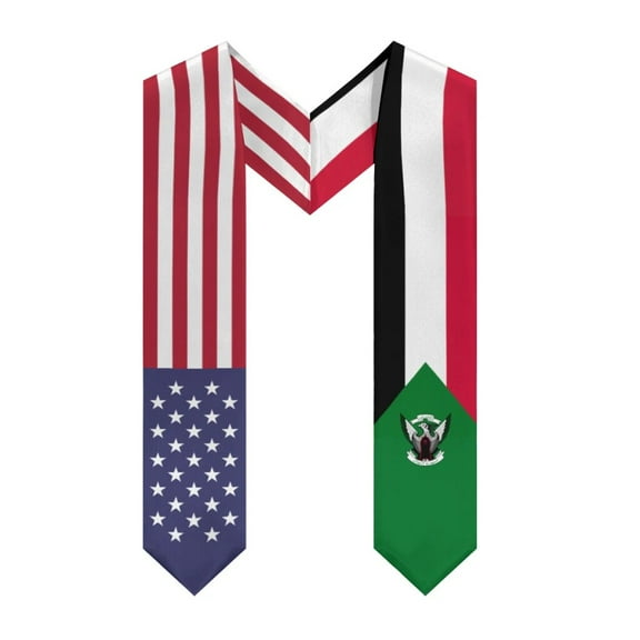More design Graduation shawl Sudan Flag & United States Flag Stole Sash Honor Study Aboard International Students