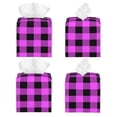 thumbnail image 2 of Kdxio Purple Black Buffalo Plaid Print Tissue Box Cover,Square Decorative PU Leather Facial Paper Case Organizer Holder Dispenser for Bathroom,Night Stands,Desk,Car 5.2''X5.2''X5.2'', 2 of 8