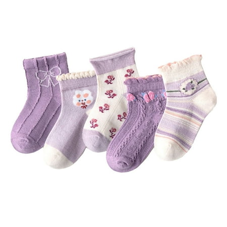 

Non Slip Toddler Socks with Grip for Girls Baby Infants Kids Anti Skid Cotton Crew Socks