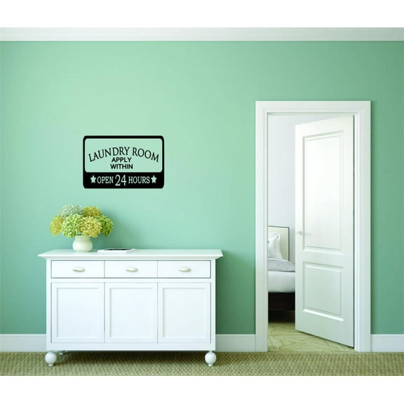 Decal Wall Sticker - Laundry Apply Within Open Sign Housekeeping Home Decor Picture Art 10x16 Inches