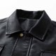 thumbnail image 5 of Ceisia Men's fashion casual solid color faux leather lapel zipper Gift coat pocket long sleeve outerwear, 5 of 9