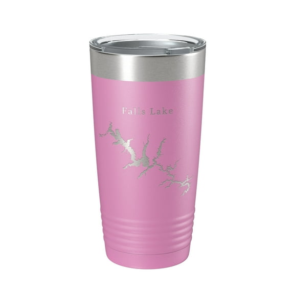 Falls Lake Map Tumbler Travel Mug Insulated Laser Engraved Coffee Cup Durham North Carolina 20 oz Light Purple