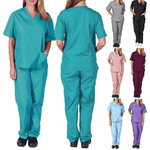 Uniforme médico de enfermería para mujer y hombre, ropa de trabajo, camiseta y pantalón largo