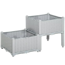 Canddidliike 2-Piece Raised Garden Bed with Legs, Self-Watering Planter Box Raised Bed to Grow Flowers, Herbs & Vegetables, Gray