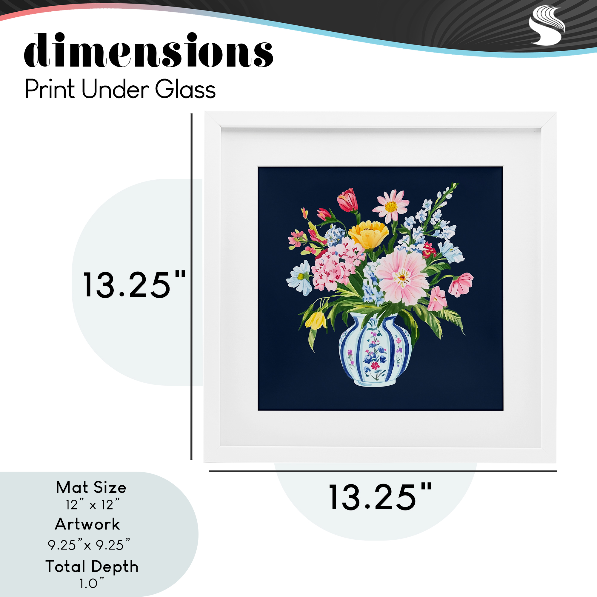 Spring Elegance Chinoiserie Vase White Framed Print Under Glass, design by Yen