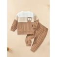 thumbnail image 6 of Loicainy Baby Toddler Boys Fall Clothes Sets 3 6 12 18 24 Months 2T 3T Long Sleeve O Neck Patchwork Pullover Solid Color Pants Outfits, 6 of 10