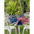 thumbnail image 3 of Outdoor Tablecloth with Umbrella Hole for Patio/Picnic/Party/Camping, Anniversary USA Flag Waterproof Table Cloth Round Cover Washable, Eagle American Flag Brown Wood (Dia 54"), 3 of 9