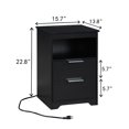 thumbnail image 5 of Jopath 2 Drawer Small Nightstand with Charging Station,Wooden End Table with Drawer and Opening Shelf,Side Table for Bedroom Living Room Dorm Office,Black, 5 of 8