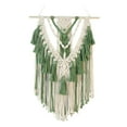 thumbnail image 2 of Handmade Woven Tapestry Macrame Wall Hanging Chic Tassels Wall Decor Woven Tapestry for Bedroom Apartment Nursery Decoration green, 2 of 9