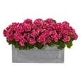 thumbnail image 2 of Nearly Natural 18" Geranium Artificial Plant in Stone Planter, Yellow, 2 of 2