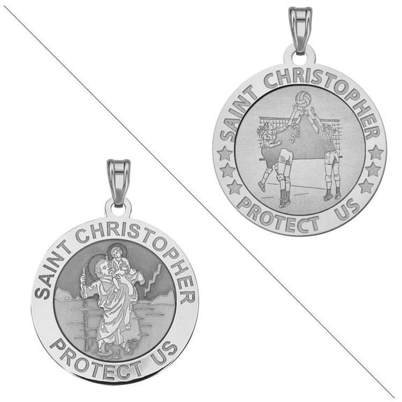 Soccer - Saint Christopher Doubledside Sports Religious Medal 3/4 Inch Sterling Silver