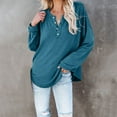 thumbnail image 2 of MesaSe Women‘s Solid Color Long Sleeve Button Open Neck Pullover T-Shirt, 2 of 6